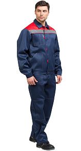 Костюм мужской рабочий летний "Тимбер" синий-красный с брюками