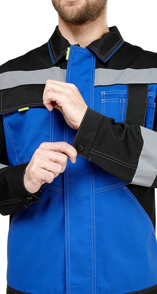 Костюм мужской рабочий летний Гудзон NEW с пк василек-черный